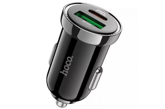 Автомобильное зарядное устройство АЗУ USB + USB-C HOCO Z44 Leading PD20W+QC3.0 (черный)