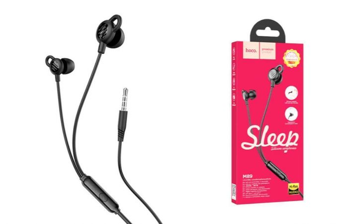 Наушники вакуумные проводные HOCO M89 Comfortable earphones with with microphone (черный)