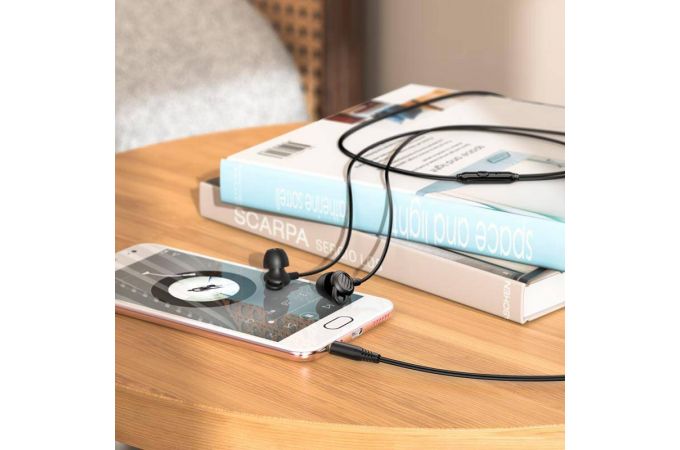 Наушники вакуумные проводные HOCO M89 Comfortable earphones with with microphone (черный)