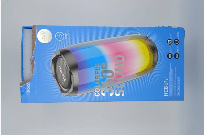 Портативная беспроводная колонка HOCO HC8 Pulsating colorful luminous wireless speaker (черный) (УЦЕНКА! МЯТАЯ УПАКОВКА)