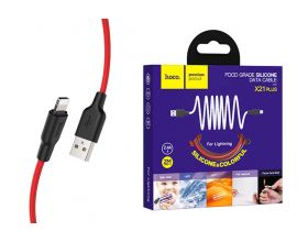 Кабель USB - Lightning HOCO X21 PLUS, 2,4A (черно-красный) 2м (силиконовый)