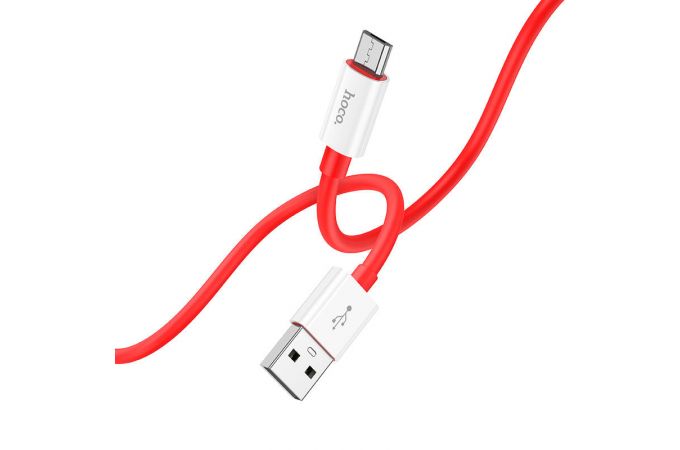 Кабель USB - MicroUSB HOCO X87 (красный) 1м силиконовый