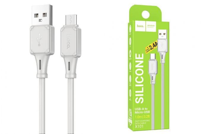Кабель USB - MicroUSB HOCO X101 (серый) 1м силиконовый