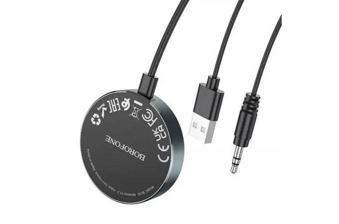 Bluetooth адаптер для автомагнитолы BOROFONE BC58 Gamble Bluetooth Car Receiver c AUX 3.5 mm входом (кабель)