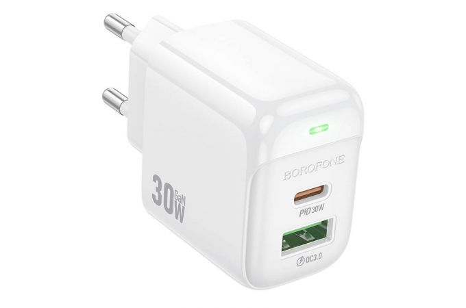 Сетевое зарядное устройство USB + USB-C BOROFONE BAS45A Potential PD30W+QC3.0 (белый)