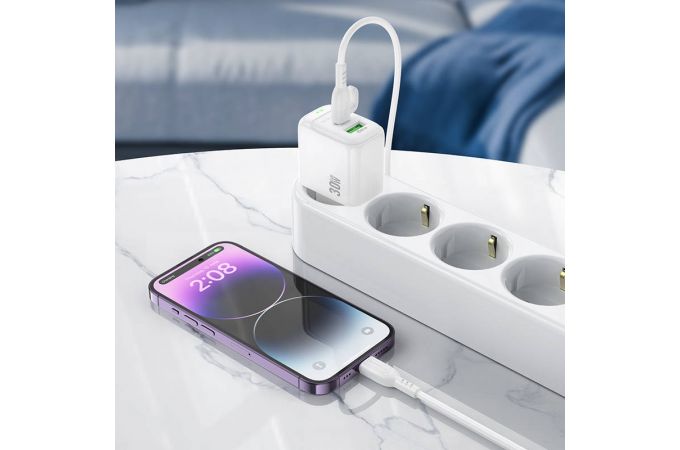 Сетевое зарядное устройство USB + USB-C BOROFONE BAS45A Potential PD30W+QC3.0 (белый)