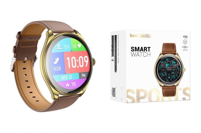 Смарт часы HOCO Y22 AMOLED Smart sports watch (золотистый)