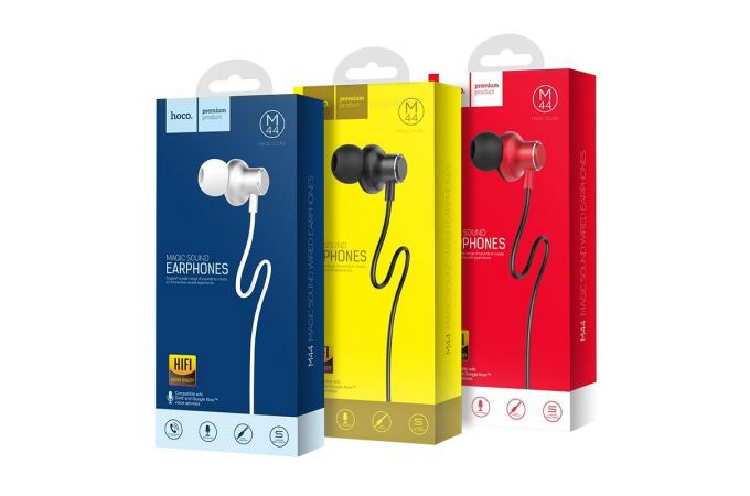 Наушники вакуумные проводные HOCO M44 Magic sound wired earphones with microphone (черный)