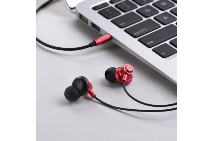 Наушники вакуумные проводные HOCO M44 Magic sound wired earphones with microphone (красный)