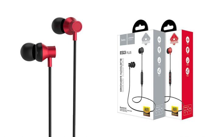 Наушники вакуумные беспроводные HOCO ES13 Plus exquisite sports earphonest Bluetooth (красный)