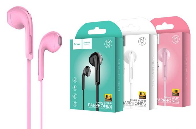 Наушники вакуумные проводные HOCO M39 Rhyme sound earphones (розовый)