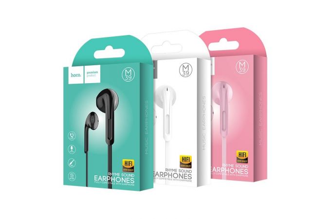 Наушники вакуумные проводные HOCO M39 Rhyme sound earphones (розовый)