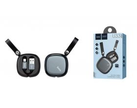 Кабель USB - MicroUSB HOCO U33 2A (черный) 1м (выдвижной)