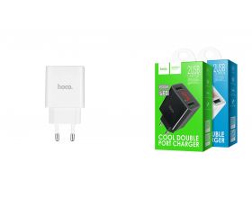 Сетевое зарядное устройство 2USB HOCO C25A Cool индикатор заряда 2400mAh (белый)