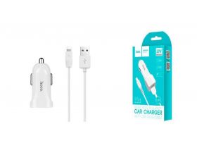 Автомобильное зарядное устройство АЗУ USB + кабель Lightning HOCO Z23 grand style 2100mAh (белый)