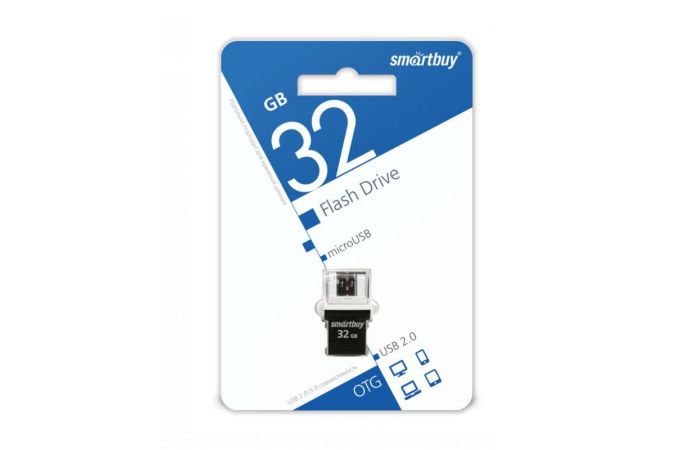 Флешка USB 2.0 Smartbuy 32GB OTG POKO series Black (SB32GBPO-K)