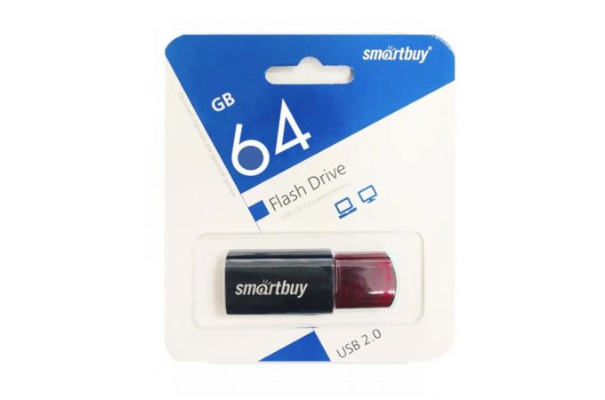 Флешка USB 2.0 Smartbuy 64GB Click Black-Red (SB64GBCL-K)