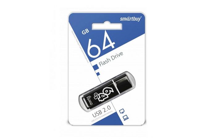 Флешка USB 2.0 Smartbuy 64GB Glossy series Black (SB64GBGS-K)