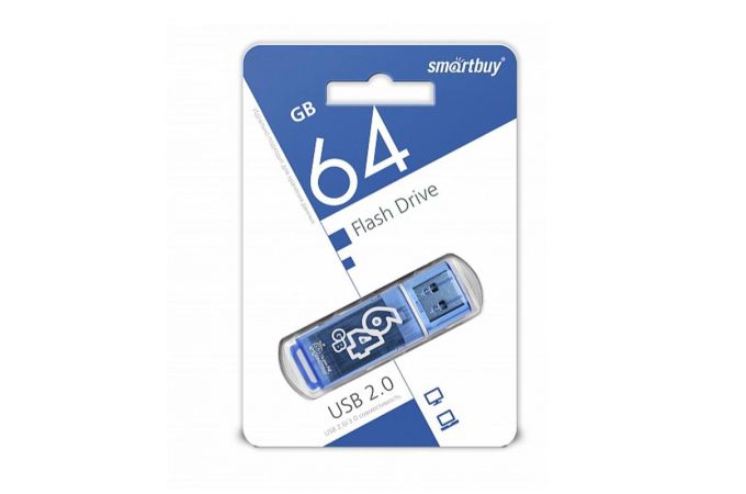 Флешка USB 2.0 Smartbuy 64GB Glossy series Blue (SB64GBGS-B)