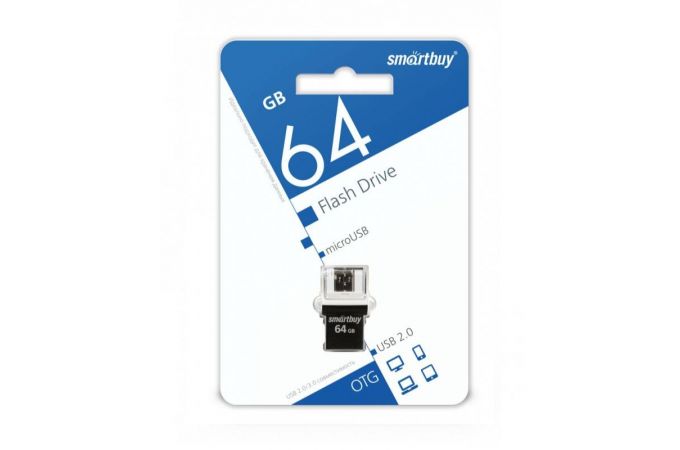 Флешка USB 2.0 Smartbuy 64GB OTG POKO series Black (SB64GBPO-K)