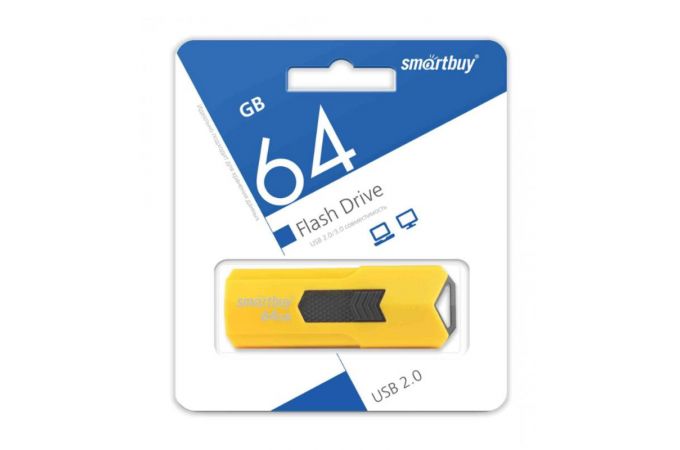 Флешка USB 2.0 Smartbuy 64GB STREAM Yellow (SB64GBST-Y)