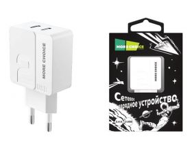 Сетевое зарядное устройство 2USB More choice NC46  2.4A (White)