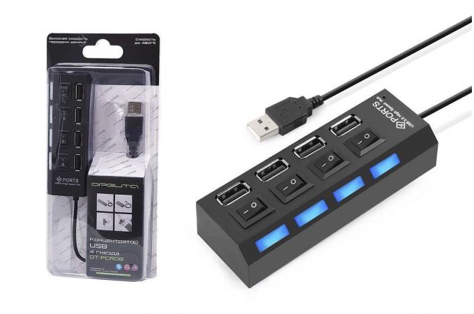 Разветвитель USB HUB Орбита OT-PCR08 USB 2.0 (4 USB)