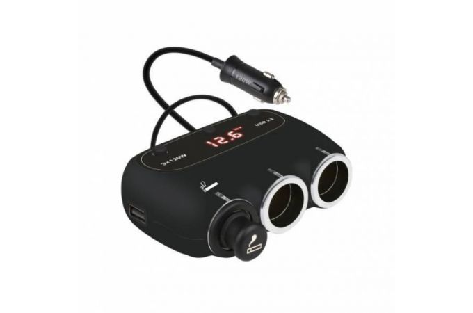 Разветвитель прикуривателя в авто VEECLE KY-558A (3 гнезда+2*USB)
