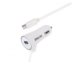 Автомобильное зарядное устройство АЗУ USB + кабель MicroUSB MUJU MJ-C07 (5B,3100mA) (белый)