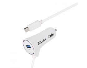 Автомобильное зарядное устройство АЗУ USB + кабель Type-C MUJU MJ-C09 (5B,3100mA) (белый)