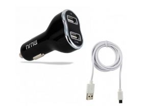 Автомобильное зарядное устройство АЗУ USB + кабель MicroUSB MUJU MJ-C10 (5B,2400mA) (черный)