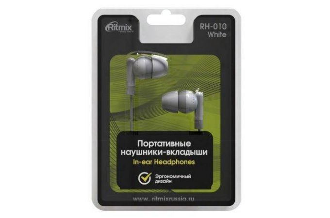 Наушники вакуумные проводные Ritmix rh-010 (белый)