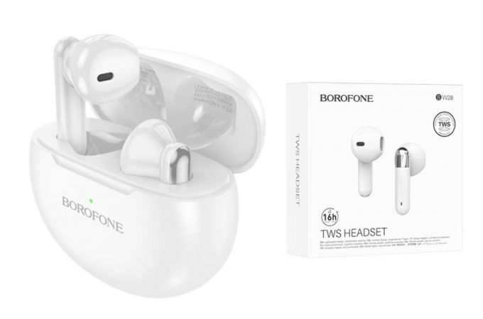 Наушники вакуумные беспроводные BOROFONE BW28 Illusion true wireless BT headset Bluetooth (белый)