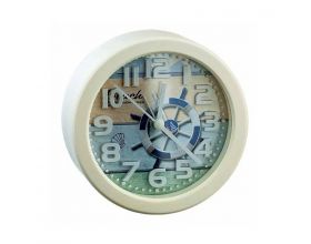 Часы-будильник Perfeo Quartz "PF-TC-013", круглые диам. 10,5 см, штурвал