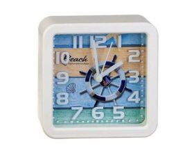 Часы-будильник Perfeo Quartz "PF-TC-014", квадратные 10,5*10,5 см, штурвал