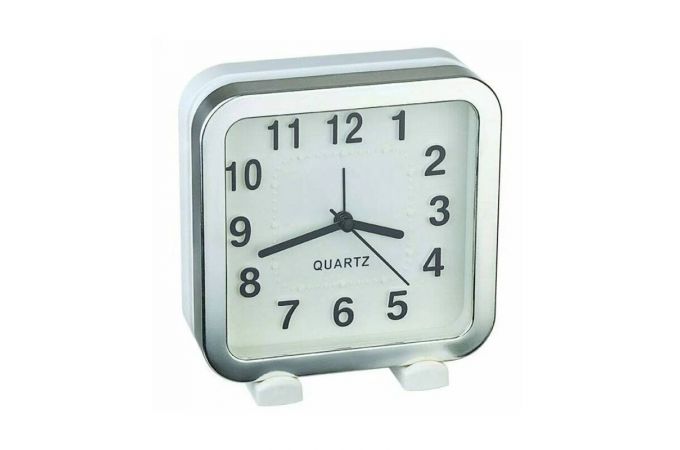 Часы-будильник Perfeo Quartz "PF-TC-018", квадратные 13*13 см, белые
