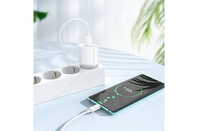 Сетевое зарядное устройство USB + кабель Type-C HOCO C109A Fighter (10.5W)  белый