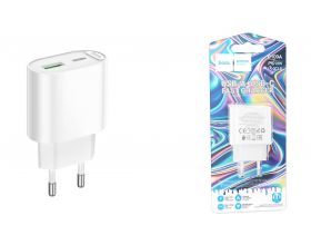 Сетевое зарядное устройство USB + USB-C HOCO C109A (PD20W+QC3.0) Fighter PD20W+QC3.0 (белый)