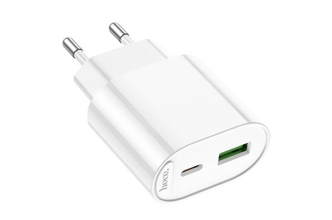 Сетевое зарядное устройство USB + USB-C HOCO C109A (PD20W+QC3.0) Fighter PD20W+QC3.0 (белый)