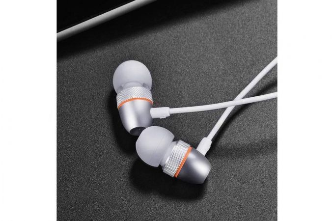 Наушники вакуумные проводные HOCO M59 Magnificent universal earphones (серебристый)