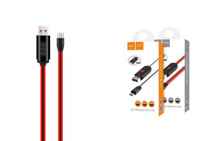 Кабель USB - MicroUSB HOCO U29 2,4A (красный) 1,2м (с LED дисплеем)