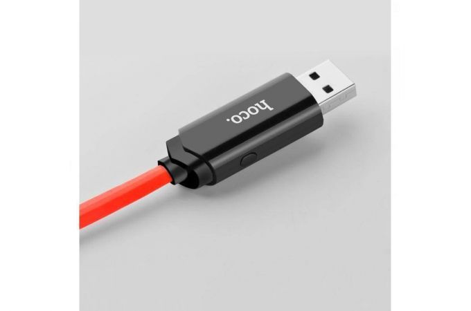 Кабель USB - MicroUSB HOCO U29 2,4A (красный) 1,2м (с LED дисплеем)