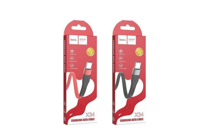 Кабель USB - MicroUSB HOCO X34 2,4A (красный) 1м