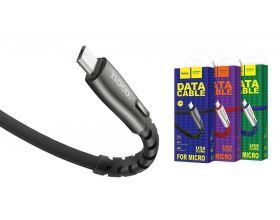 Кабель USB - MicroUSB HOCO U58 2,4A (черный) 1,2м (усиление сгиба)