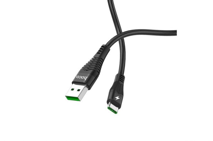 Кабель USB - USB Type-C HOCO U58, 2,4A (черный) 1,2м (в оплетке, с усилением сгиба)