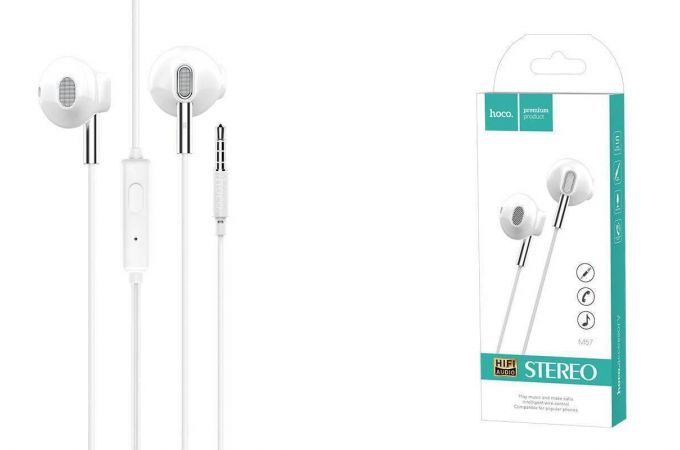 Наушники вакуумные проводные HOCO M57 Sky sound universal earphones (белый)