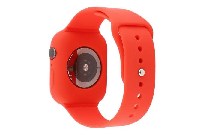 Ремешок силиконовый с бампером для Apple Watch 40 мм цвет красный