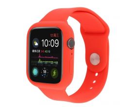 Ремешок силиконовый с бампером для Apple Watch 44 мм цвет красный