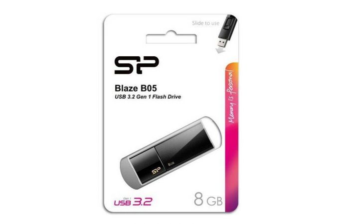 USB флеш накопитель  8 Gb Silicon Power Blaze B05 Black USB 3.0 SP008GBUF3B05V1K