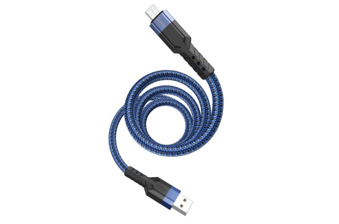 Кабель USB - MicroUSB HOCO U110 2,4A (синий) 1,2м